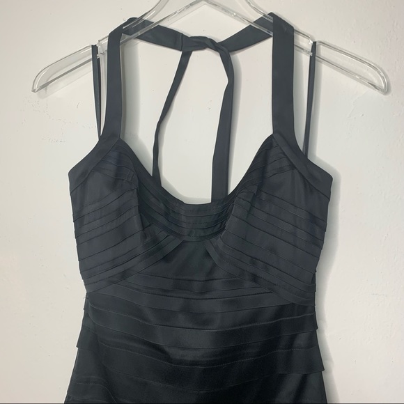 BCBG BLACK (ORE6G229) PANEL SATIN HALTER DRESS 4 - Picture 3 of 6